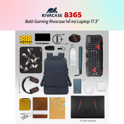 Balô Gaming Rivacase 8365 Để Vừa Laptop 17.3" - Bảo Hành 24 Tháng - Hàng Chính Hãng