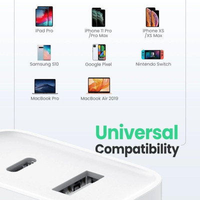 Ugreen UG60467CD170TK 30W bộ sạc 2 cổng sạc USB type C và A màu trắng - HÀNG CHÍNH HÃNG