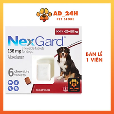 Viên nhai Nexgard trị ve rận, bọ chét cho chó (1 viên) - 25-50kg