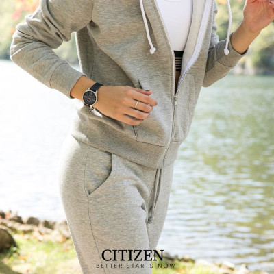 Đồng Hồ Nữ Citizen Dây Da EM0599-17E - Mặt Đen 