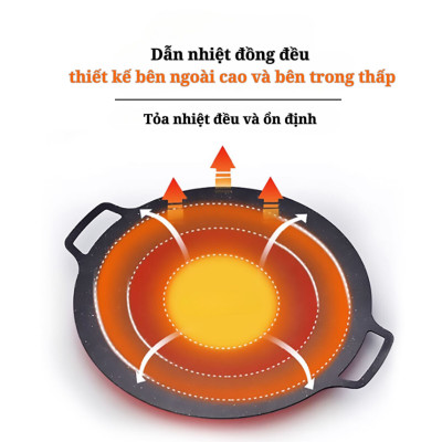 Chảo Nướng, Chảo Chống Dính, Chảo cắm trại ngoài trời, chảo nướng Hàn Quốc không khói size 28cm