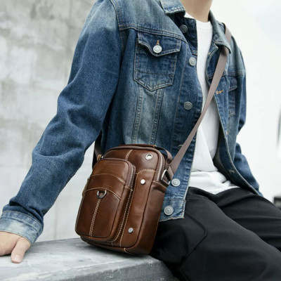 Túi đeo chéo nam DA BÒ THẬT – BEE GEE DCN9357