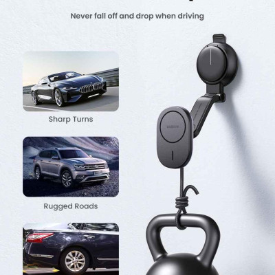 Ugreen UG15120CD345TK 15W Bộ sạc hít từ tính không dây kiêm giá đỡ điện thoại trên xe hơi màu Đen điện vào cổng type c - HÀNG CHÍNH HÃNG