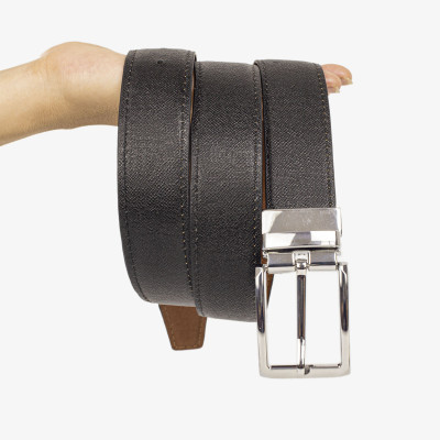 Thắt lưng nam, dây nịt nam da bò Saffiano 2 lớp Bụi Leather L109 - Khóa cài xoay 360 độ, dùng được cả 2 mặt - Bảo hành 12 tháng