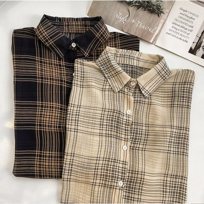 Áo Nữ Kẻ Sọc Thời Trang Áo Kiểu Áo Sơ Mi Nữ Tay Dài Cổ Chữ V Nữ Cao Cấp Hàn Quốc Sang Trọng Nữ Áo Sơ Mi Haint Boutique HB32