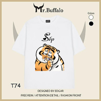 Áo đôi ,áo thun cặp nam nữ tay lỡ Unisex Sếp đệ form rộng vải cotton 100% T74T75 - Mr.Buffalo