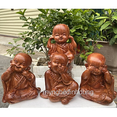 Bộ tượng tứ không bằng gỗ hương đá kt cao 20x8x7cm 