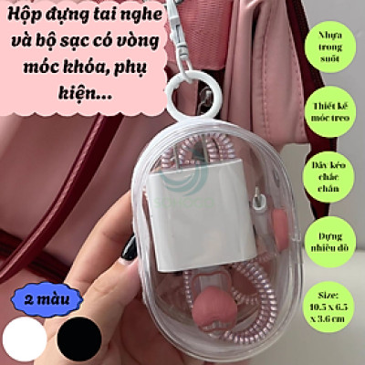 Hộp đựng cáp sạc tai nghe trong suốt, Hộp đựng tai nghe, Túi đựng mỹ phẩm cầm tay nhỏ gọn
