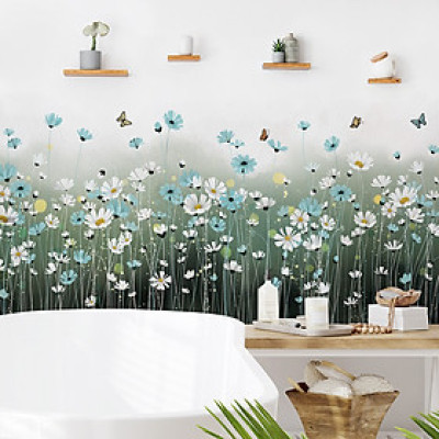 Sticker Giấy Dán Tường Decal Dán tường Tranh Dán Tường Trang Trí Tường Mẫu Hoa Chuồn Chuồn Trắng ZH-1003