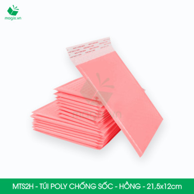 MTS2H - 21.5x12cm - COMBO 25 TÚI GÓI HÀNG CHỐNG SỐC BỌC BÓNG KHÍ MÀU HỒNG PASTEL