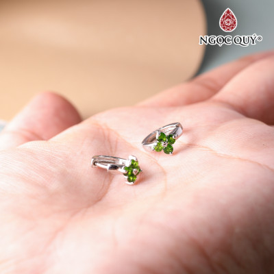 Bông tai bạc đính đá diopside mệnh hỏa mộc - Ngọc Quý Gemstones