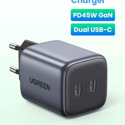 Ugreen UG90573CD294TK 45W 2c Nexode Củ sạc nhanh 2 cổng USB-C kiểu mini Màu Xám - HÀNG CHÍNH HÃNG