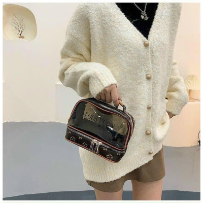 Túi đựng mỹ phẩm trong suốt đa năng đi du lịch, túi đựng đồ cá nhân hai tầng