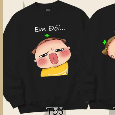 Áo Sweater cặp đôi quỳnh AK em đói, ăn anh này dễ thương Mr.Buffalo