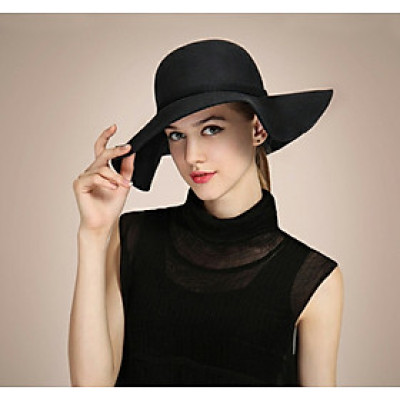 Mũ chống nắng rộng vành nữ nón đi biển màu đen fedora dona22030810