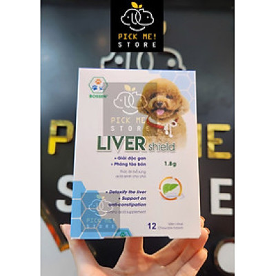 BOSSEN - LIVER shield (dogs) Hỗ Trợ giải độc gan cho Chó và Phòng Táo Bón - Hộp 12 viên