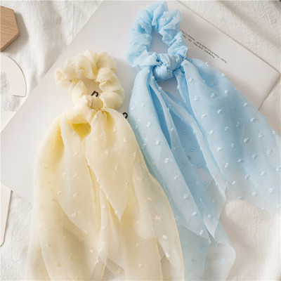 Dây buộc tóc Scrunchies lụa hạt bông dáng dài dễ thương HD79