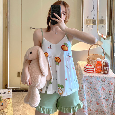 [CHẤT LƯỢNG_THUN COTTON] Đồ bộ thun mặc nhà 2 dây mảnh cổ tim co dãn, thoáng mát, chất vải dày cao cấp C002