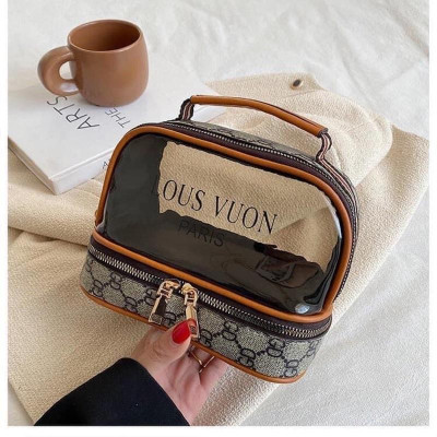 Túi đựng mỹ phẩm trong suốt đa năng đi du lịch, túi đựng đồ cá nhân hai tầng