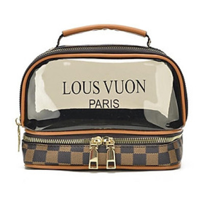 Túi đựng mỹ phẩm trong suốt đa năng đi du lịch, túi đựng đồ cá nhân hai tầng