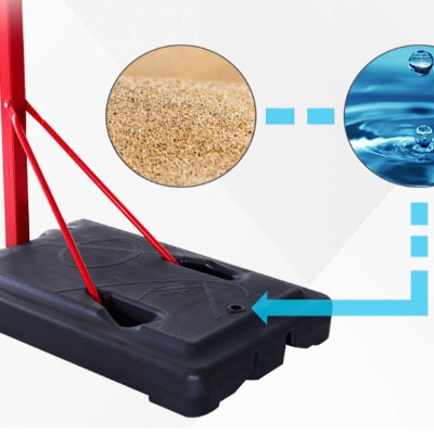 Trụ bóng rổ S003 điều chỉnh từ 2.1m đến 2.6m, sử dụng cho học sinh tiểu học, trung học, đối trọng đổ nước tiện dụng.