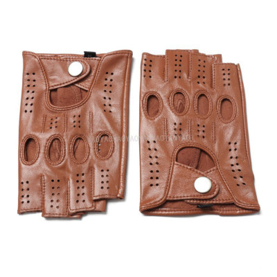 Găng tay nam hở ngón cao cấp BHYST37 Bao da phượt. Da cừu nguyên tấm, Thoải mái lái xe, thật tay