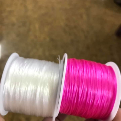 2 CUỘN THUN MÀU TRẮNG HỒNG XỎ VÒNG TAY BẰNG ĐÁ NAM NỮ