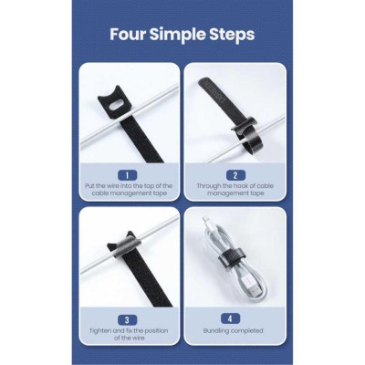 Ugreen UG86210LP401TK 10 sợi 18cm màu đen Dây dán Velcro tiện dụng chất liệu plastic 1 túi có 10 chiếc 20245P10 - HÀNG CHÍNH HÃNG