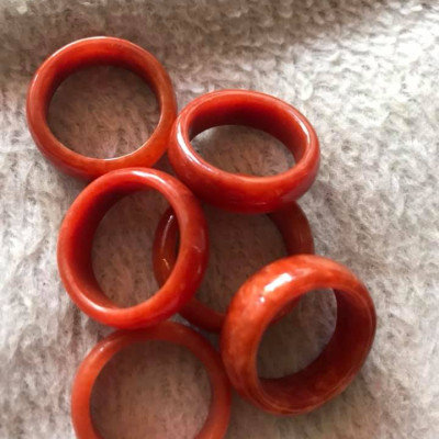 NHẪN ĐÁ CẨM THẠCH MÀU ĐỎ ĐẸP NI NHẪN 17MM HỢP MỆNH HỎA THỔ