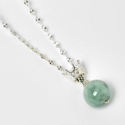 Mặt dây chuyền đá cẩm thạch phỉ thúy dây 45cm mệnh hỏa, mộc - Ngọc Quý Gemstones