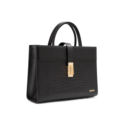 Túi xách nữ công sở Gence da bò dập vân TX18 Black