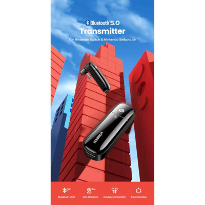 Ugreen UG80189CM324TK Bluetooth 5.0 10M 8 Hours Màu Đen Bộ phát BT Jack 3.5mm Audio hỗ trợ chuẩn APTX Low Latency cho Nintendo Switch - Lite - HÀNG CHÍNH HÃNG