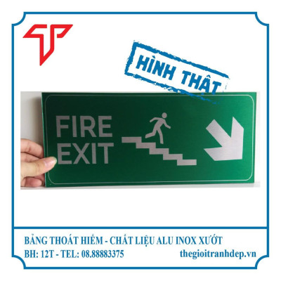 Bảng lối thoát hiểm, bảng exit, bảng chỉ dẫn, biển hướng dẫn exit, bảng exit in uv trên alu inox đẹp