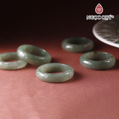 Nhẫn cẩm thạch - ngọc phỉ thúy du thanh nếp băng type A ni 19 mệnh hỏa, mộc - Ngọc Quý Gemstones