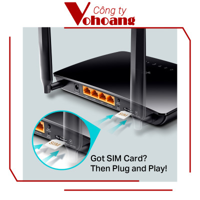 Bộ phát Wifi 4G TP-Link Archer MR200 2 Băng Tần Kép 4G LTE AC750 cắm nguồn cố định 24/24, vùng phủ rộng, mạng 4G ổn định - Hàng chính hãng