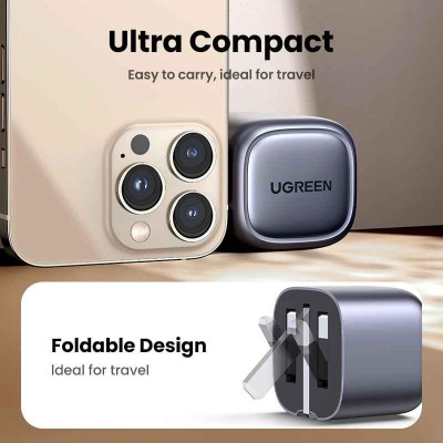 Ugreen UG15328CD318TK 20W Bộ sạc nhanh Nexode GaN USB type c PD3.0 qc4.0 Màu Trắng Chuẩn cắm US - HÀNG CHÍNH HÃNG