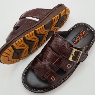 DÉP NAM BA QUAI DA BÒ,QUAI CÓ GẮN KHUY ĐẸP MẮT 