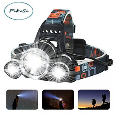 Đèn Pin Đội Đầu 3 Bóng Led T6 2 Pin Sạc 16850 - Hàng Chính Hãng 