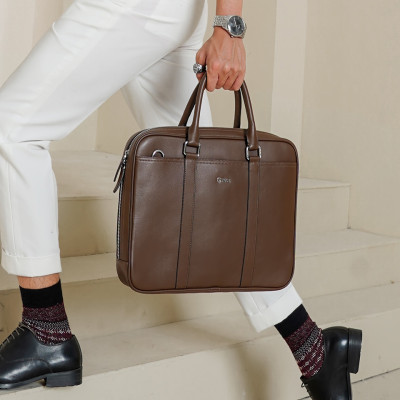 Túi Xách, Cặp Thời Trang Công Sở Nam Da Bò Swift Cao Cấp GCE17 Nâu