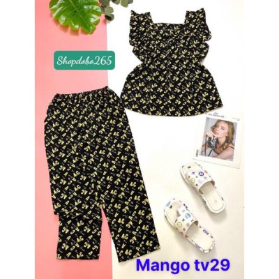 Đồ bộ nữ,đồ ngủ mặc nhà lửng 9 tấc vải lụa mango cao cấp BL 21 họa tiết dễ thương size 47-60kg.