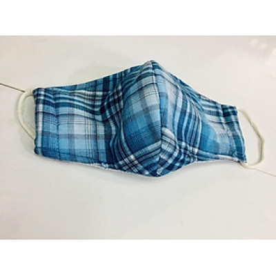 KHẨU TRANG  DÀY VẢI KẺ COTTON COMBO 5 CÁI NHIỀU MÀU