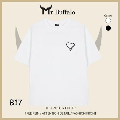 Áo Thun Đôi, Cặp Mr.Buffalo tim love Tshirt Cotton 100% có bigsize Unisex Local Brand B17