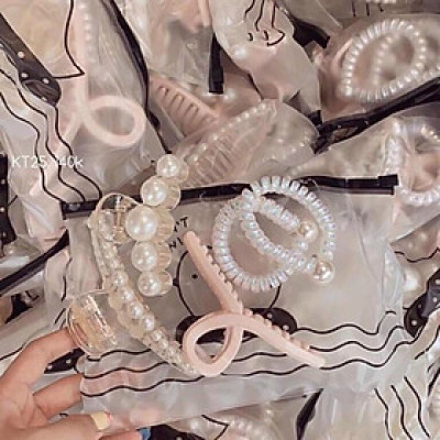 Set Cặp Tóc 5 Chi Tiết, Cặp Càng Cua,Dây Buộc Tóc