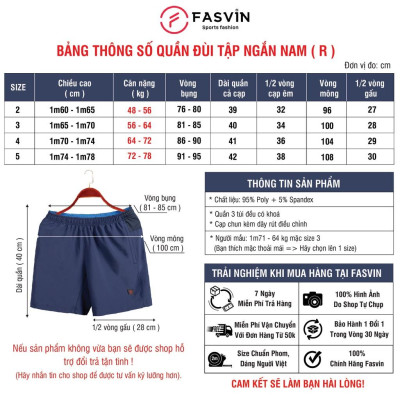 Quần đùi nam ngắn chạy bộ Fasvin R21451.HN vải Dù Gió nhẹ mát tiện dụng thể thao hay mặc nhà