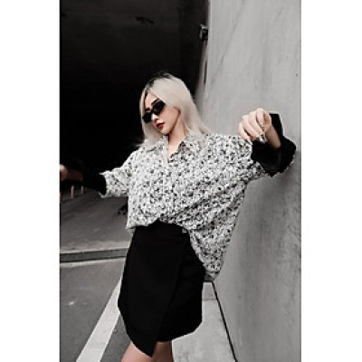 Áo somi tay ngắn đốm trắng