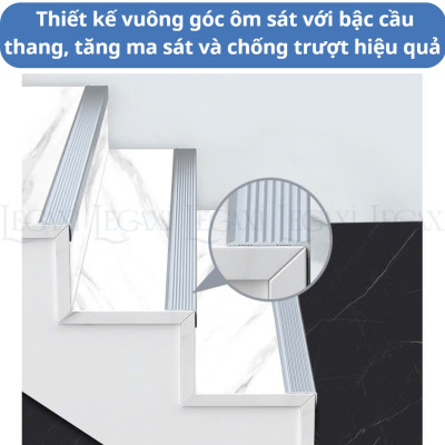 Nẹp Nhôm Chống Trơn Trượt Cầu Thang Chữ L Chống Thấm Nước, Té Ngã An Toàn Cho Trẻ Em, Người Lớn