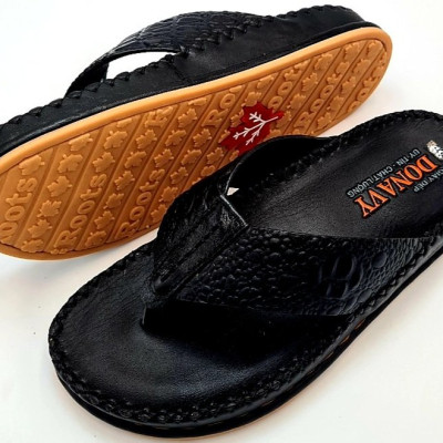  DÉP KẸP NAM DA BÒ, QUAI IN NỔI HỘT NHÌN BẮT MẮT - ĐẾ KÉP MANG SIÊU BỀN