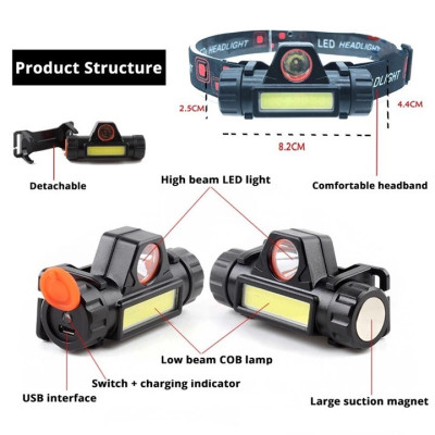 Đèn Pin Đội Đầu 2 Bóng Siêu Sáng Q5 PaKaSa Kèm Sạc - Hàng Chính Hãng 