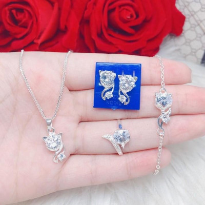 Bộ trang sức bạc mặt đá hồ ly MS220