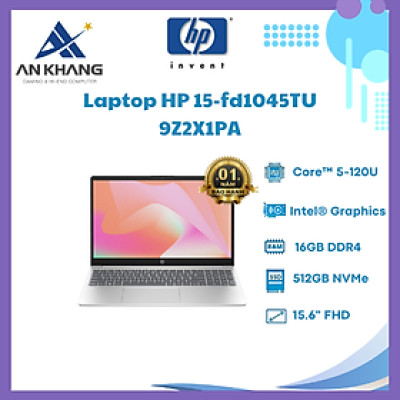 Laptop HP 15 fd1045TU 9Z2X1PA (Core 5 120U/ 16GB/ 512GB SSD/ 15.6 inch FHD/ Win11/ Bạc) - Hàng Chính Hãng